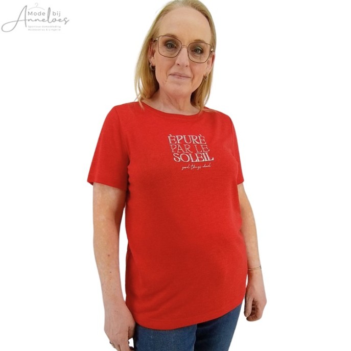S Street One shirt letteropdruk Rood